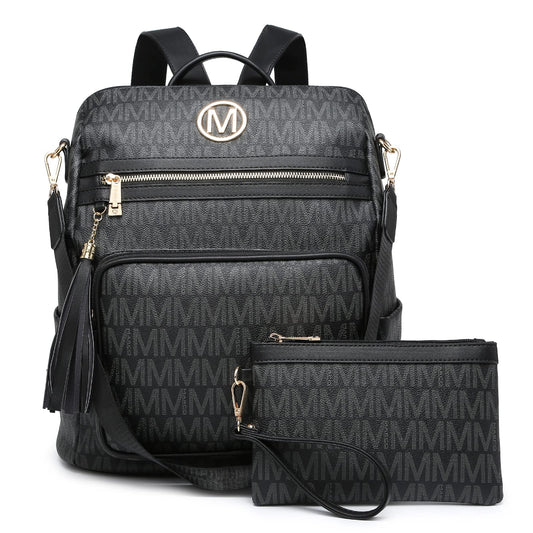 Women Fashion Backpack Purse Convertible Large Rucksack Versatile Travel Shoulder Bags Handbag Set with Tassel