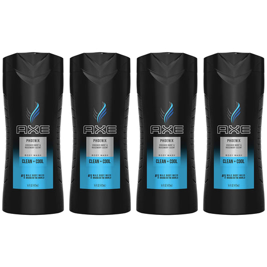 AXE Phoenix Body Wash for Men 16 Fl Oz (Pack of 4) (Packaging may vary)