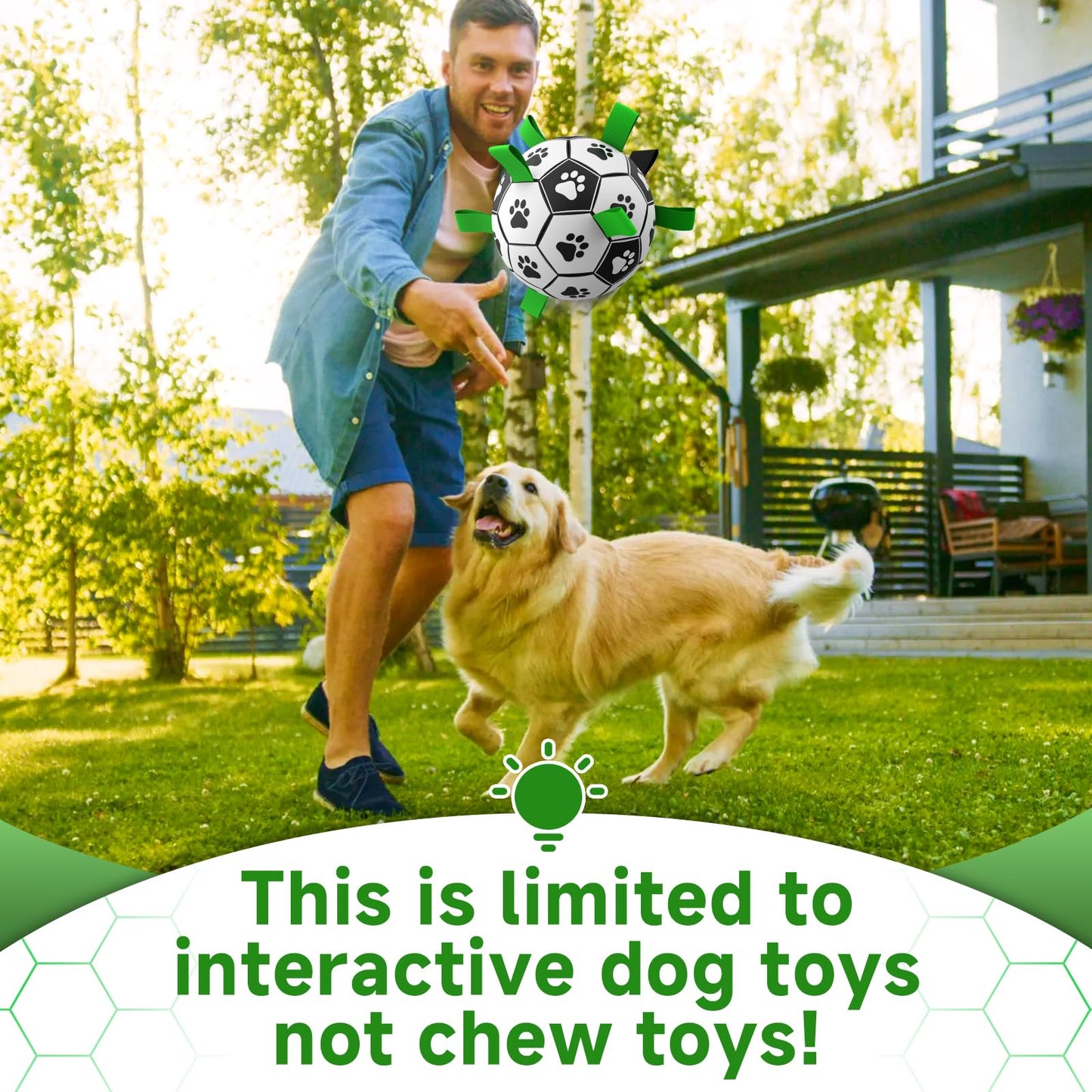 QDAN Premium Dog Soccer Ball with Straps – Durable Herding & Training Ball for Small/Medium Dogs – Fun Outdoor Puppy Toy, Birthday Gift, 6 Inch