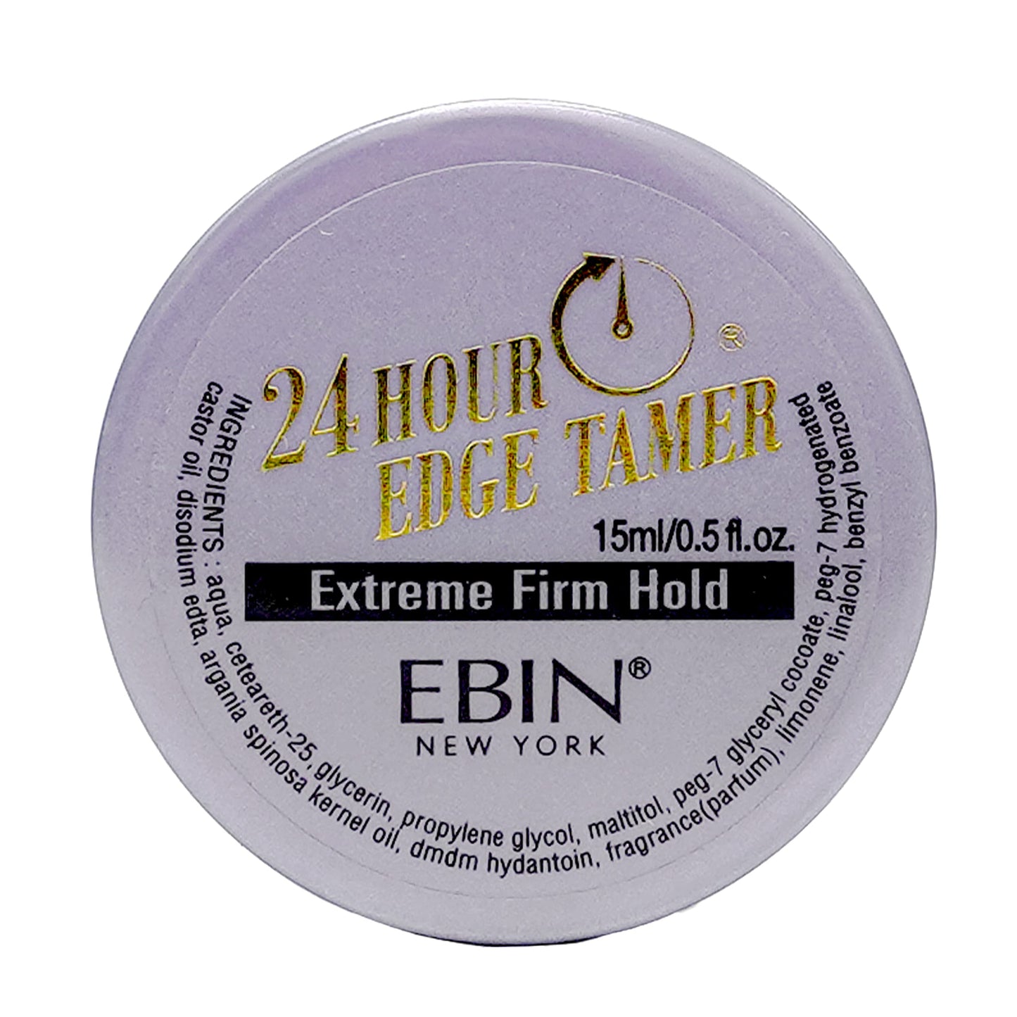 EBIN NEW YORK 24 Hour Edge Tamer Extreme Firm Hold 0.5Fl Oz Strong Edge Control Gel, No Flaking, Sleek Smooth Finish, Long Lasting, Argan & Castor Oil