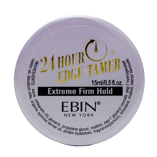 EBIN NEW YORK 24 Hour Edge Tamer Extreme Firm Hold 0.5Fl Oz Strong Edge Control Gel, No Flaking, Sleek Smooth Finish, Long Lasting, Argan & Castor Oil