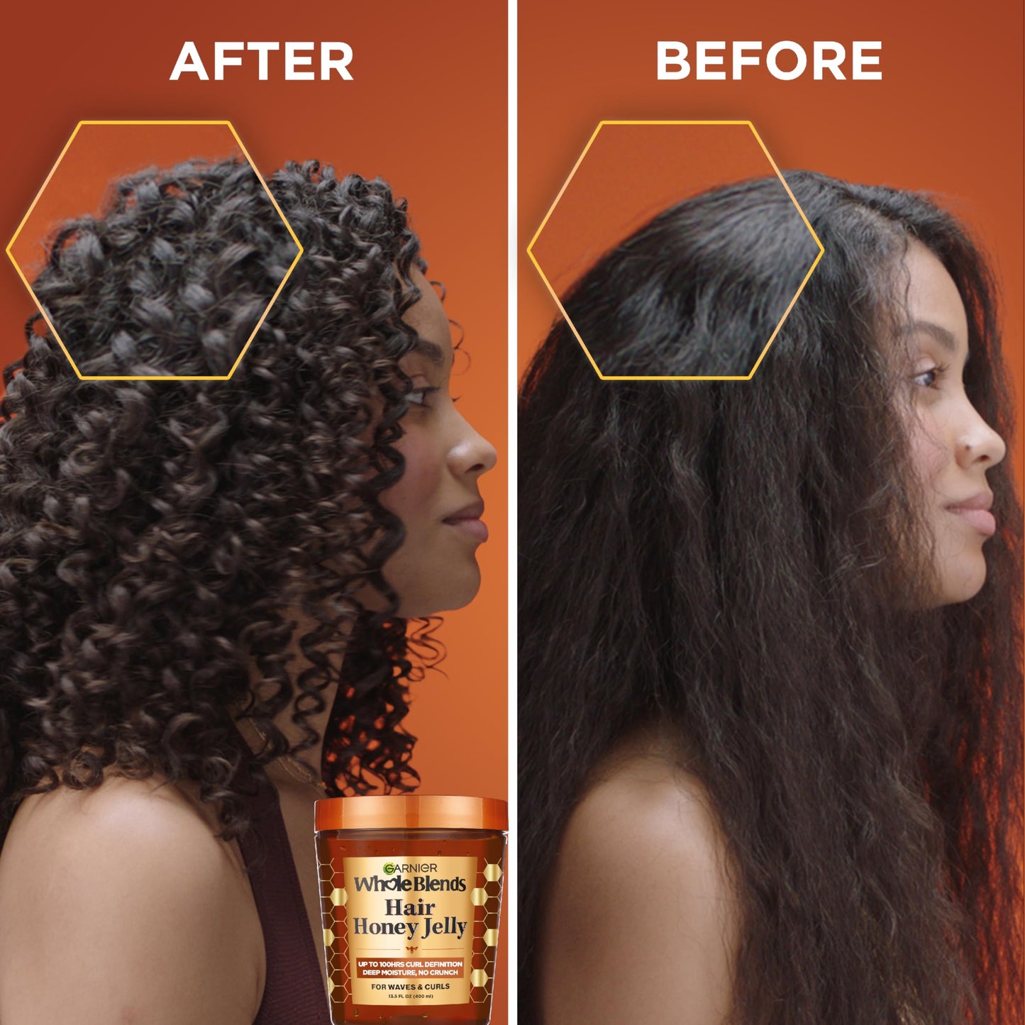 Garnier Whole Blends Hair Honey Jelly for Defining Waves and Curls, Hair Gel for Up to 100HRs Curl Definition, Frizz Control and Deep Moisture, 13.5