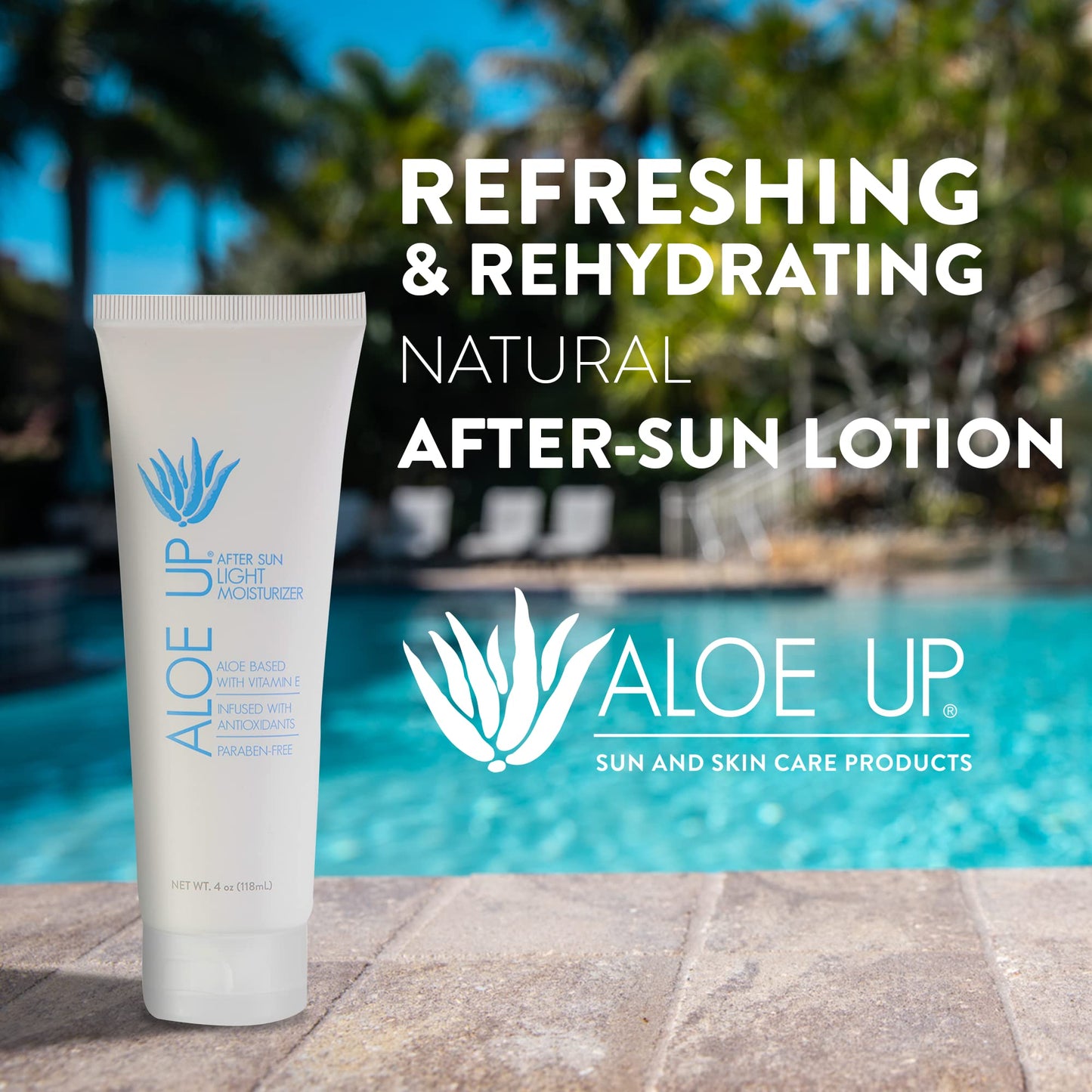 ALOE UP Spa Collection After Sun Light Moisturizer - Organic Hydrating After Sun Lotion With Aloe Vera Gel and Vitamin E - Reef Friendly - Mineral Oil