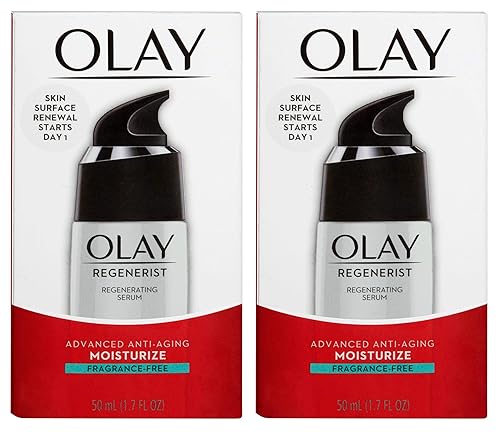 (PACK of 2) 0lay Regenerist Regenerating Serum FRAGRANCE-FREE, 1.7 Fl Oz (50 ml) EACH - Advanced Anti-Aging Moisturizer