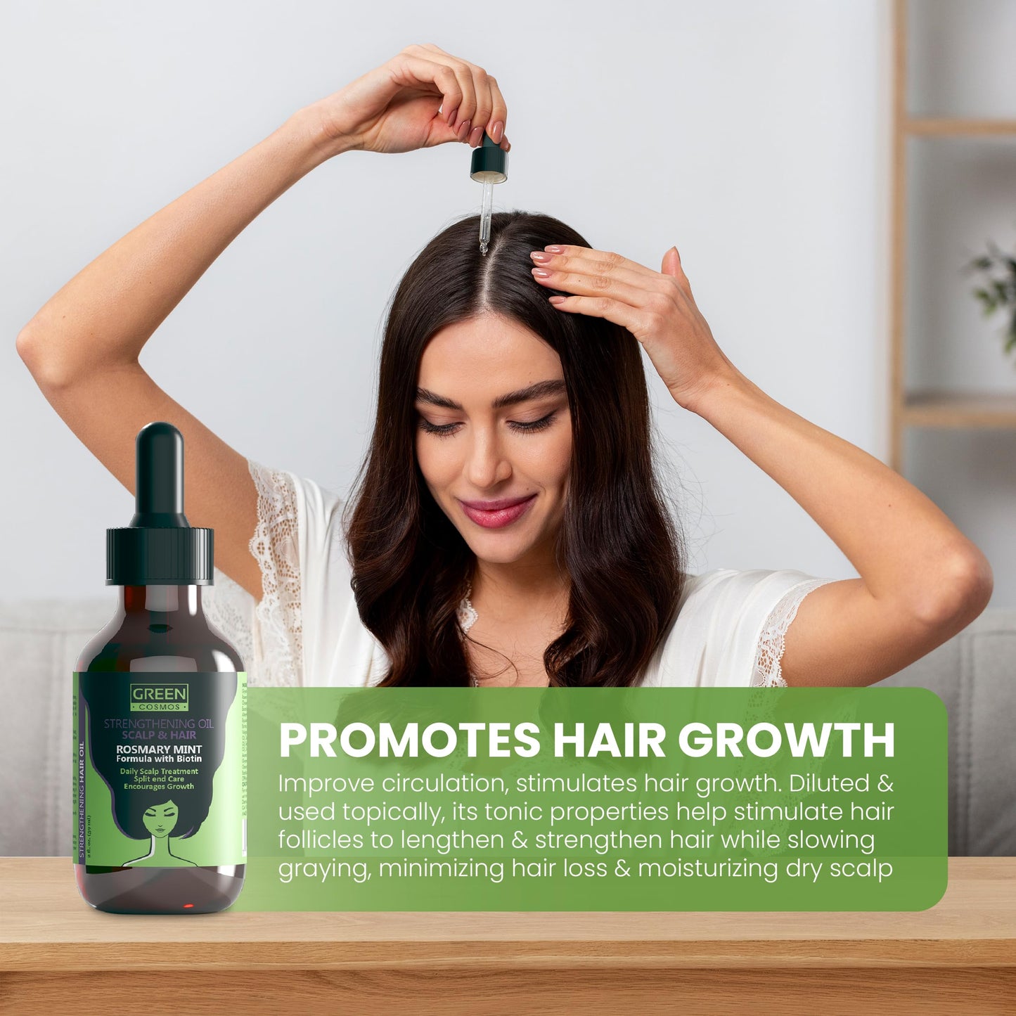 100% Rosemary Oil for Hair Growth - Nourishes Scalp, Boosts Circulation, Relieves Itchy & Dry Scalp, Strengthens Hair & Eyebrow & Eyelash Health