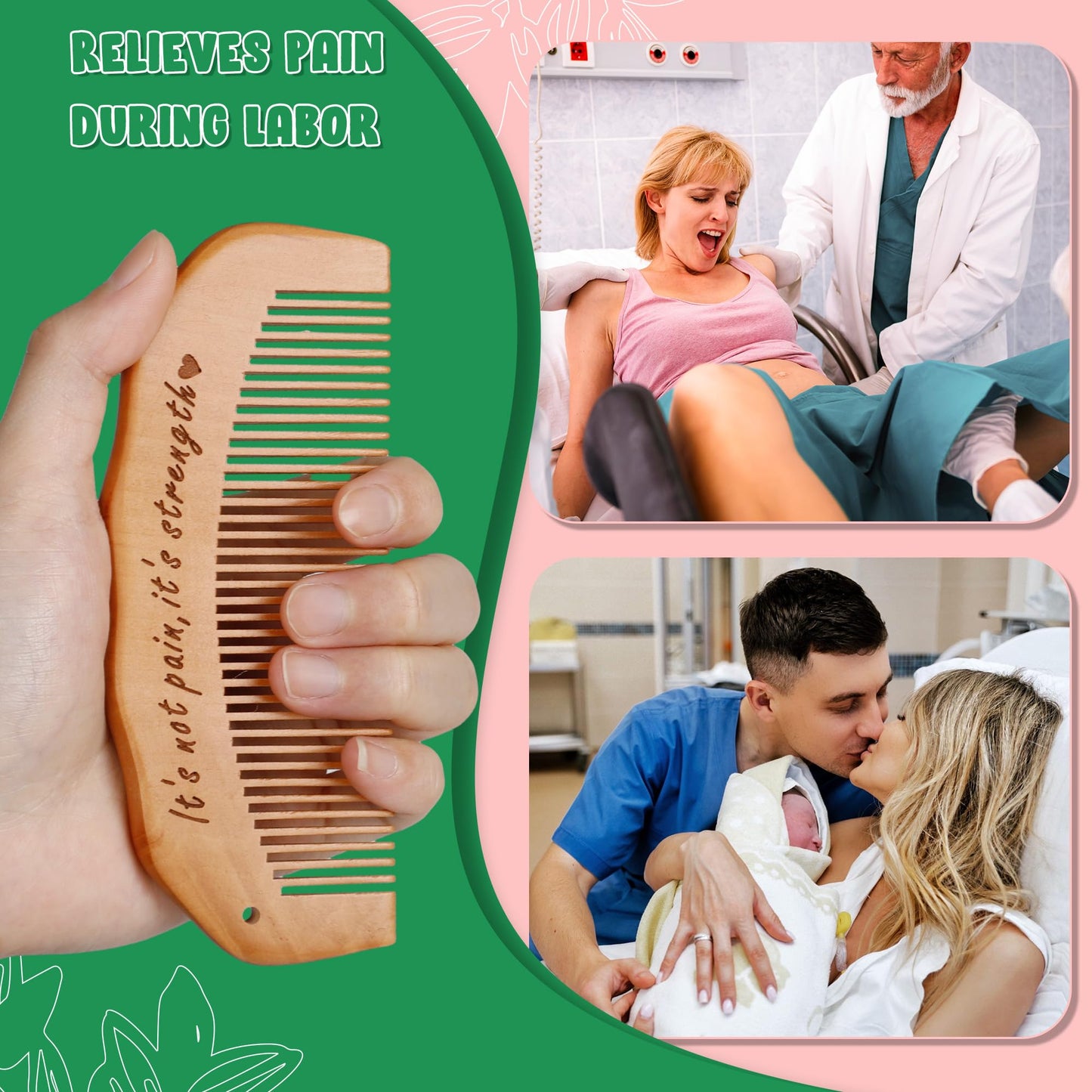 Arrozon Birth Comb for Women Labor, Hospital Bag Must Haves for Pregnant Mom, Wooden Labor comb Natural Labor and Delivery Essentials, New Mom Gifts Beauty and Personal Care Arrozon