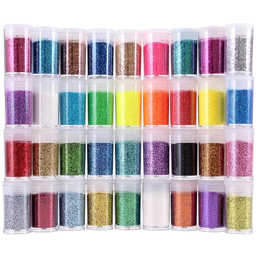 36 Colors Set, Fine Glitter for Resin, Arts and Craft Supplies Glitter, Cosmetic for Body Nail Face Hair Eyeshadow Lip Gloss Makeup, Festival