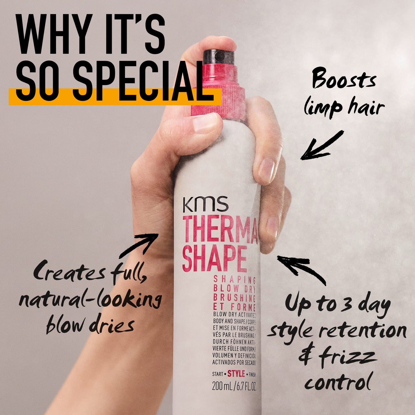 KMS THERMASHAPE Shaping Blow Dry Spray for 50% Faster Dry Time, 6.7 oz