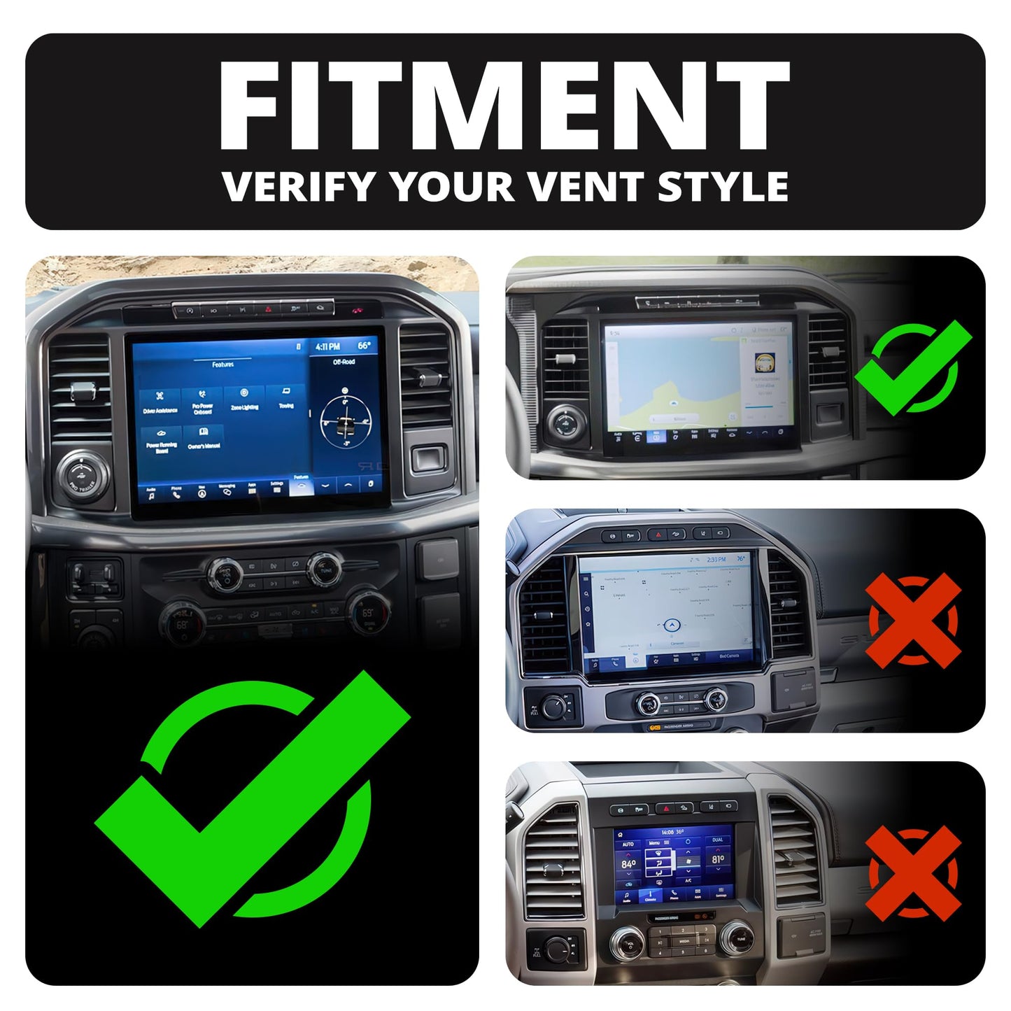 Tackform Link Vent Mount Magnetic Phone Holder - Compatible with '21-'25 Ford F150 & Raptor, '23-'25 Ford Super Duty | Aluminum Base | Short Reach…