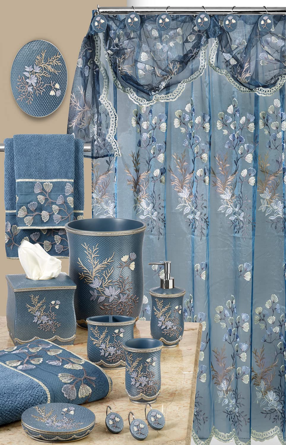 Popular Bath Capri, Bath Rug, Slate Blue