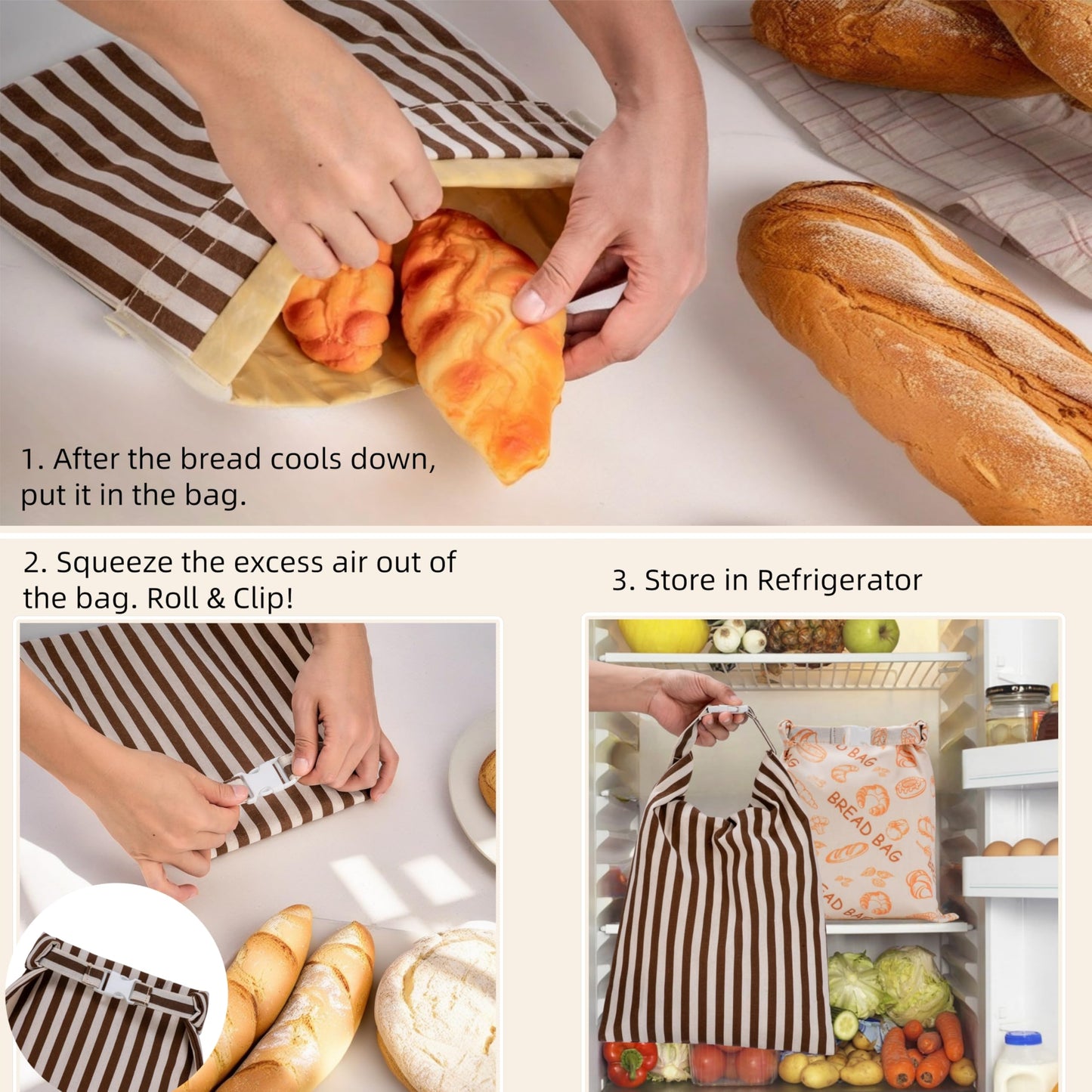 GDDAY Beeswax Bread Bags for Homemade Bread,Reusable Beeswax Bags for Sourdough,Cotton Linen Food Storage Bag to Keep Fresh - Extra Large 2 Pack