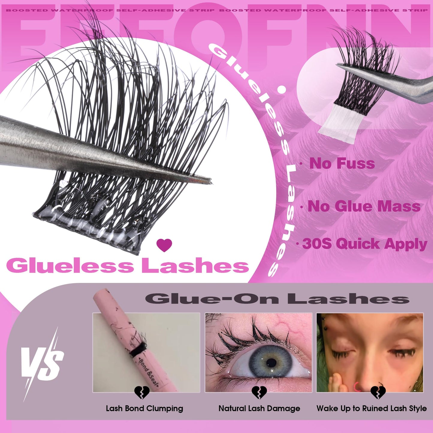 Self Adhesive Eyelashes Fluffy Self Adhesive Lash Clusters No Glue Eyelash Clusters Wispy Glueless Cluster Eyelash Extensions 10-16mm Individual Beauty and Personal Care Eefofnn