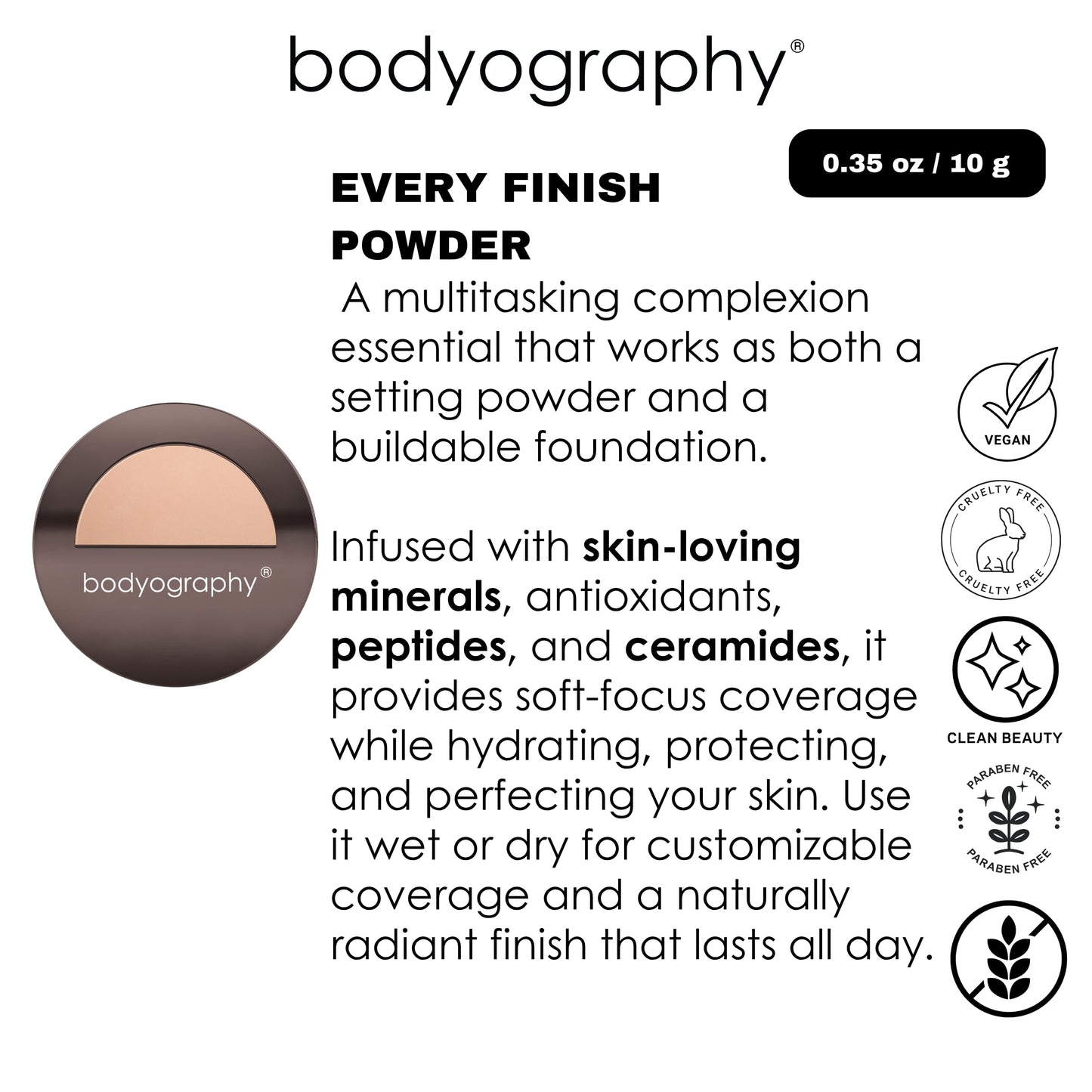 Every Finish Pressed Powder - Translucent by Bodyography for Women - 0.35 oz Powder