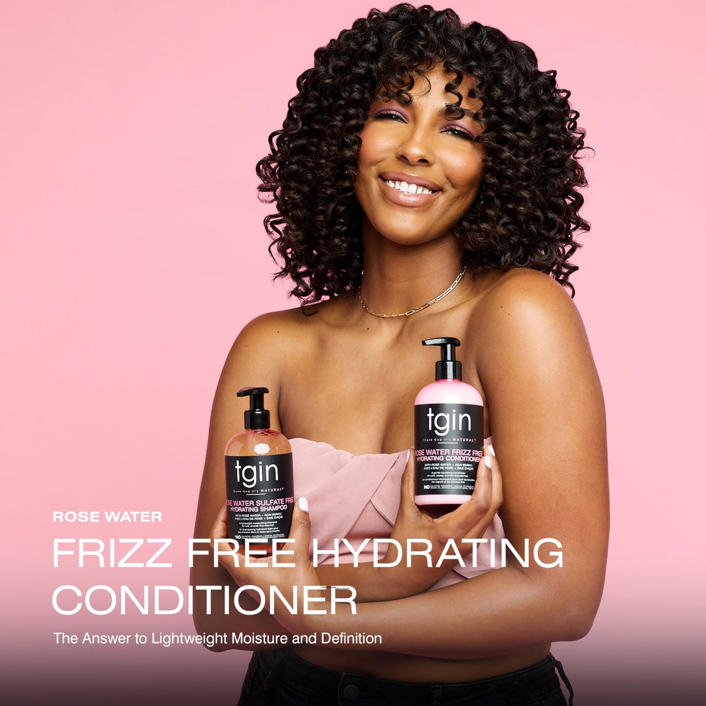 tgin Rose Water Frizz-Free Hydrating Hair Conditioner - Lightweight Moisture & Shine for Curly Hairs - Conditioner for Women Detangles & Controls