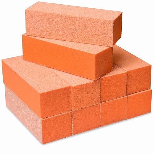 Maccibelle Durable Nail Buffer Sanding Block 60/100 Grit Orange Buffer for Buffing File Acrylic Polygel Artificial Dip System Fingernails, Pedicure