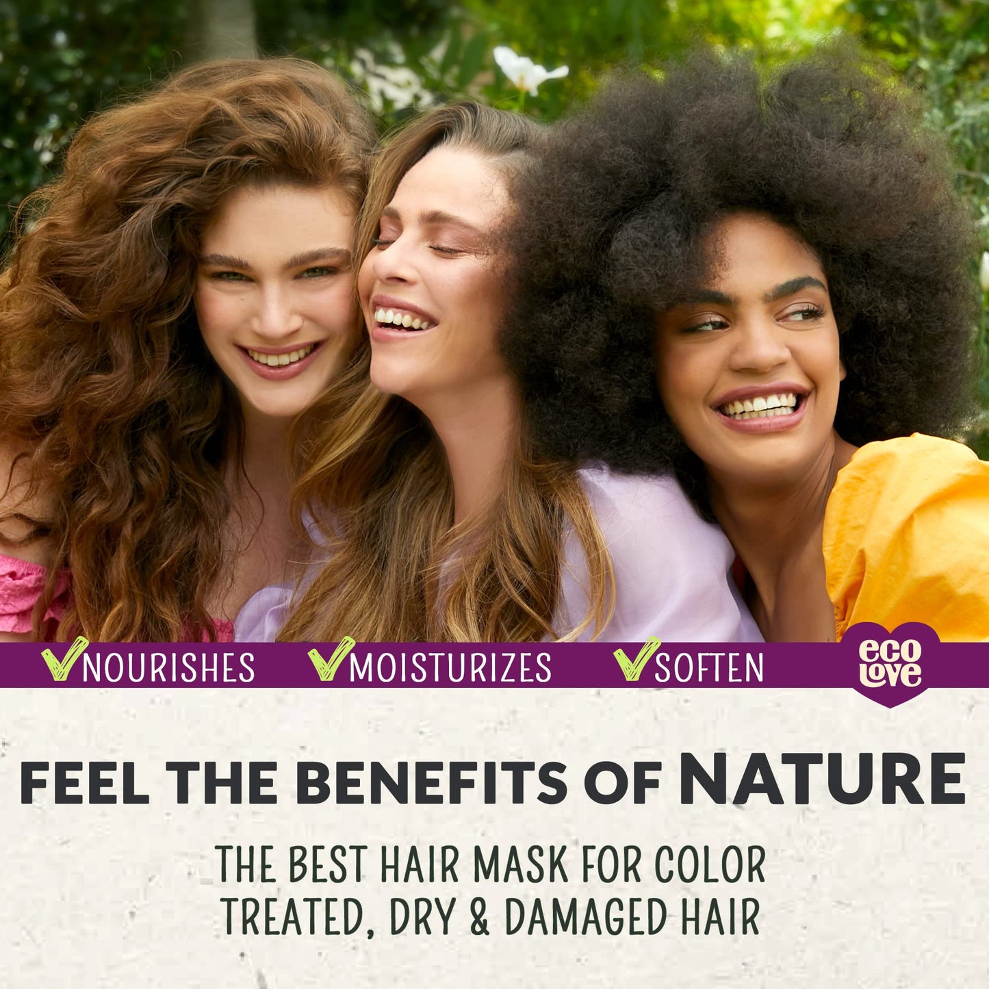 ecoLove Hair Mask for Dry Damaged Hair, Natural Hair Mask Deep Conditioning, 11.8 oz - Vegan and Cruelty-Free, With Lavender Extract, Organic