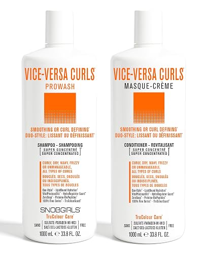 SNOBGIRLS VICE-VERSA CURLS Vegan Curl Enhancing Shampoo and Culy Hair Conditioner for Curly Hair Set for Dry, Wavy, Frizzy Hair, All Types of Curls.