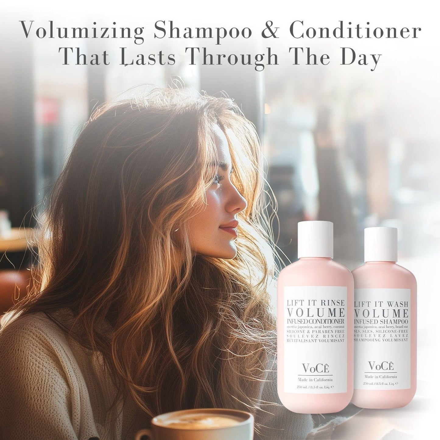 VoCÊ Haircare Volume Shampoo & Conditioner Bundle | Lift it Wash & Rinse Duo for Fine to Medium Hair, Volumizing with Swertia Japonica, Brazil Nut Oil