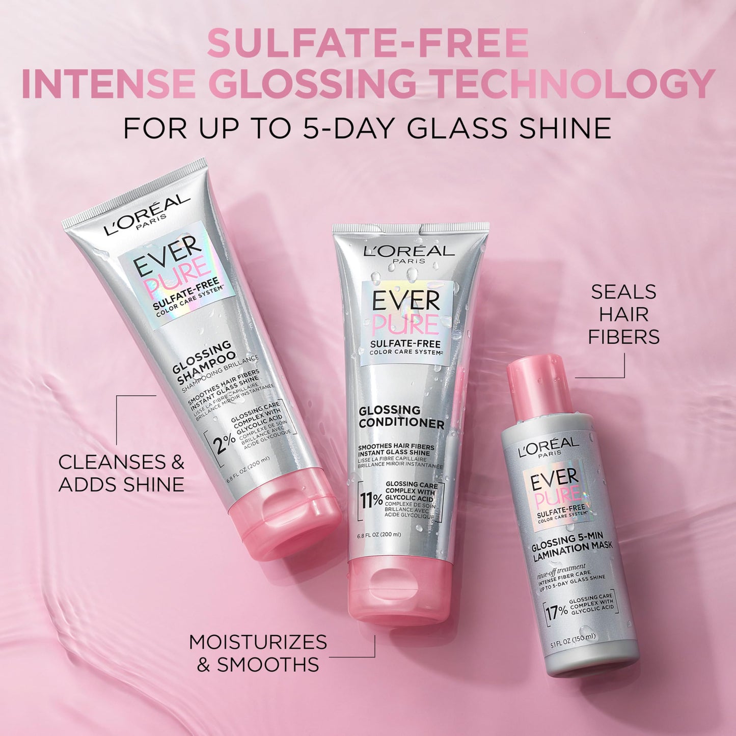 L'Oreal Paris Sulfate Free Glossing Lamination Hair Mask, 5-Minute Rinse-Off Hair Treatment with Glycolic Acid for Glass Shine, Smoothness & Soft Beauty and Personal Care L'Oreal Paris