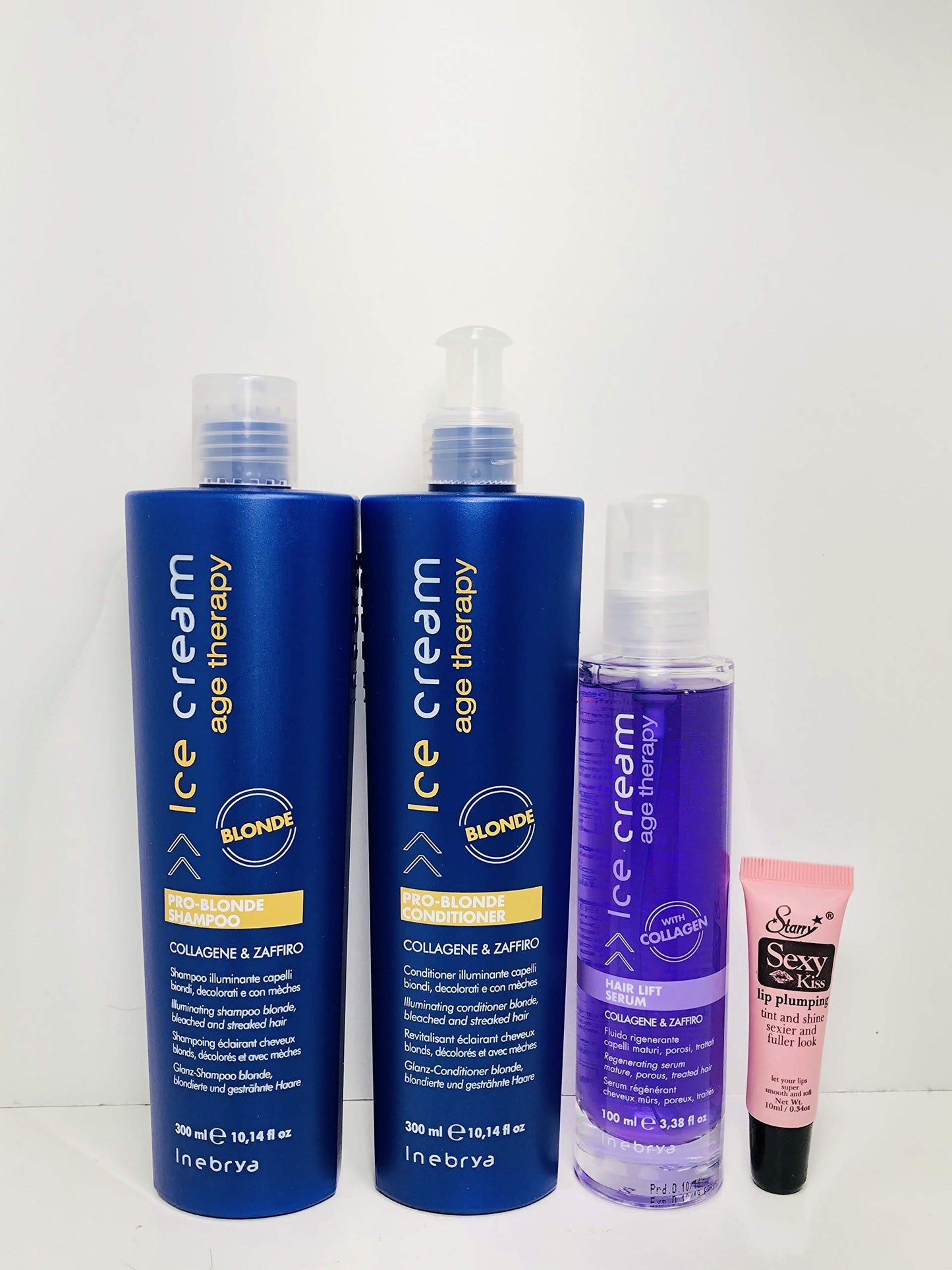 Inebrya ice Cream Age Therapy Pro-Blonde Kit ((Hair Lift Shampoo 10.14oz, Conditioner 10.14oz & Hair Lift Serum 3.38oz), 300ml 100ml