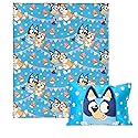 NORTHWEST Bluey Party Pups Silk Touch Throw Blanket 50 x 60 Inches with Bluey Plush Pocket Pillow 14 x 20 Inches - Comfy & Cozy Bluey Blanket &…