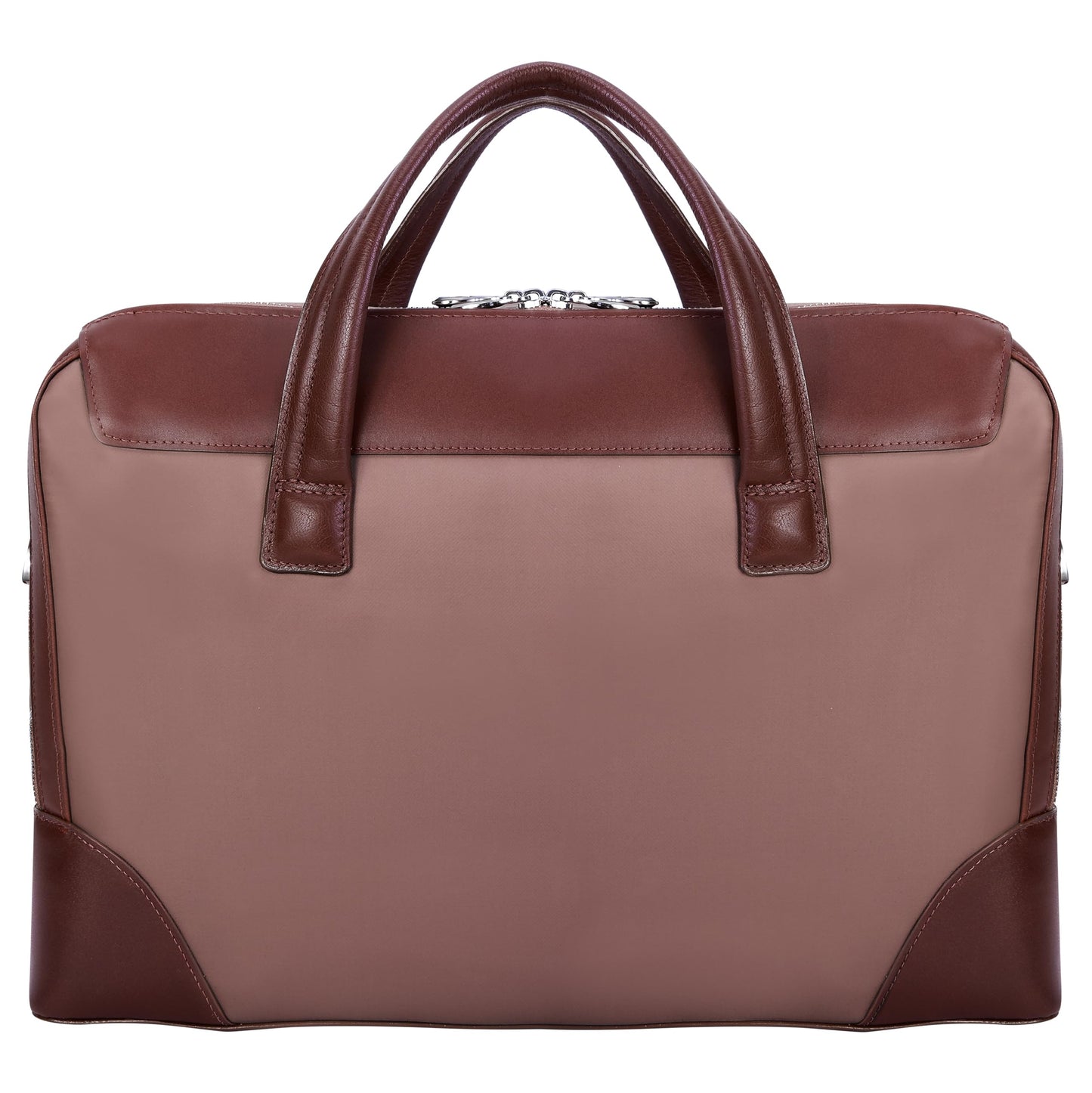 McKleinUSA N Series, Harpswell, Nano Tech-Light Nylon with Leather Trim, 17" Nylon Dual Compartment Laptop Briefcase, Khaki (18564), One Size