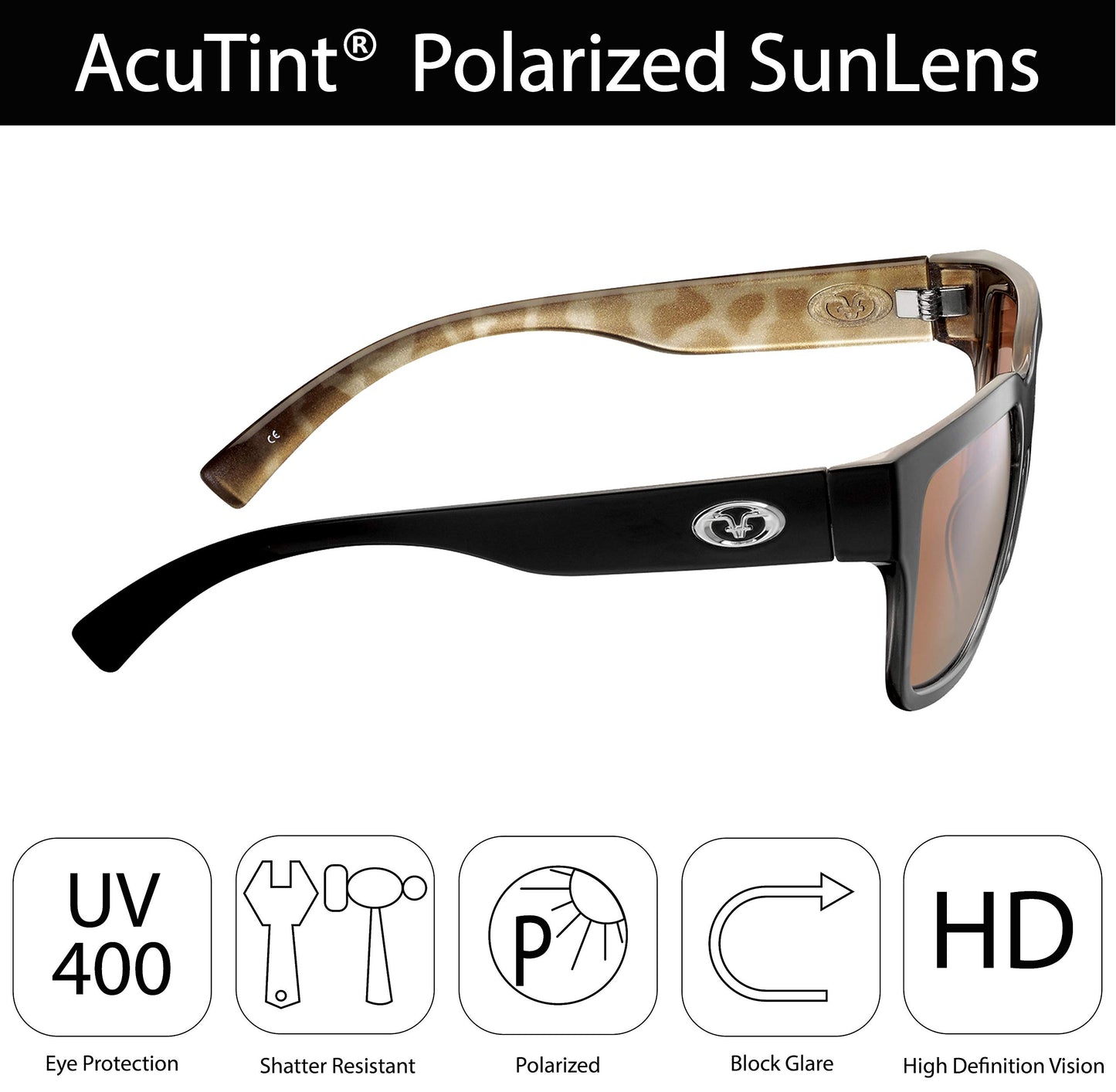 Flying Fisherman unisex adult Harper Sunglasses, Gloss Black Frame/Copper-silver Mirror Lens, Medium US