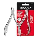 Revlon Half Jaw Cuticle Nipper, Manicure Tool for Nail Care, Hangnail Clipper, For More Precise Trims, Non-Slip Grip, Stainless Steel, 1 Count