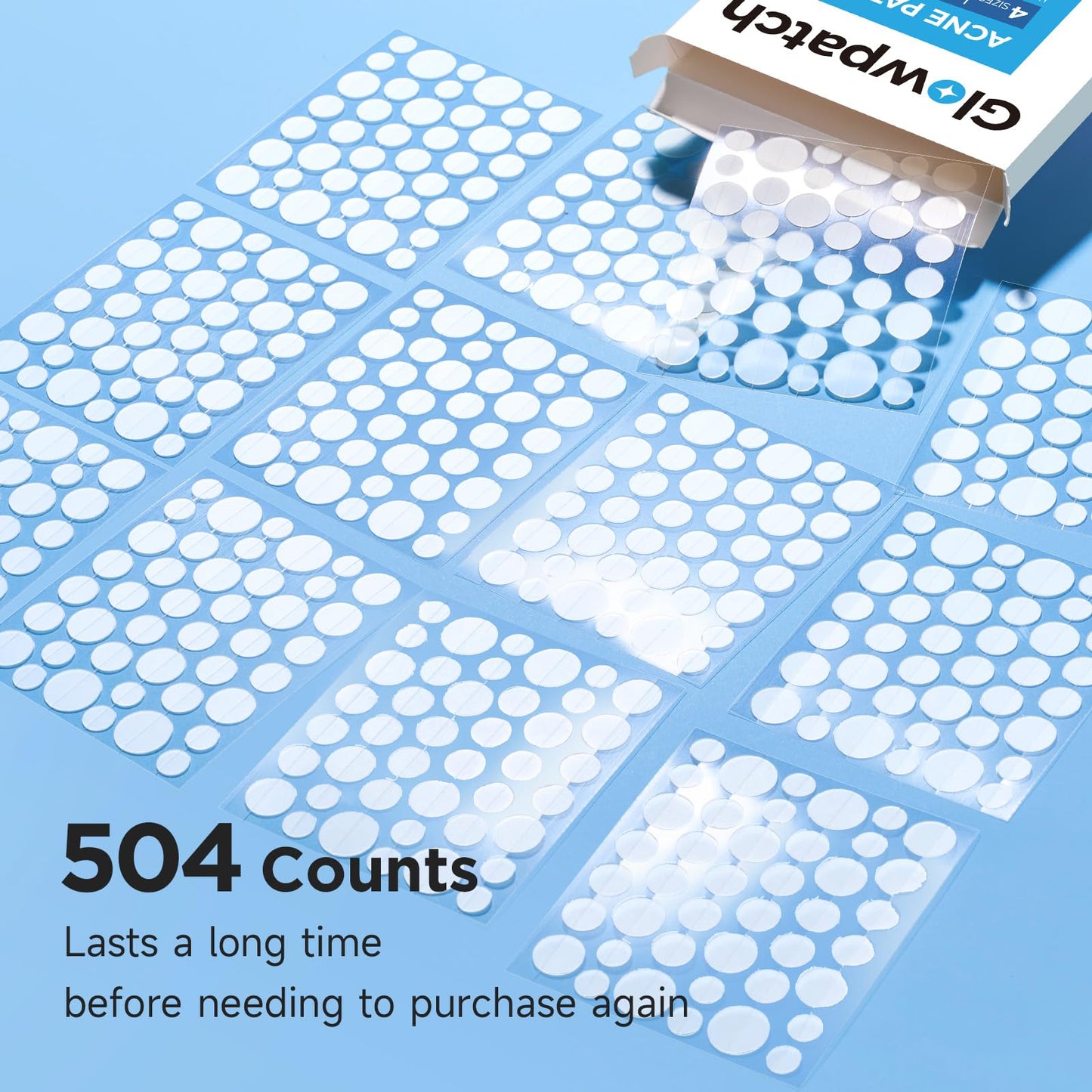 Glowpatch Pimple Patches for Face (504 Count), FSA Eligible Acne Patch Bulk, Zit Stickers 4 Sizes, Hydrocolloid Spot Stickers, Clear Acne Dots Beauty and Personal Care Glowpatch