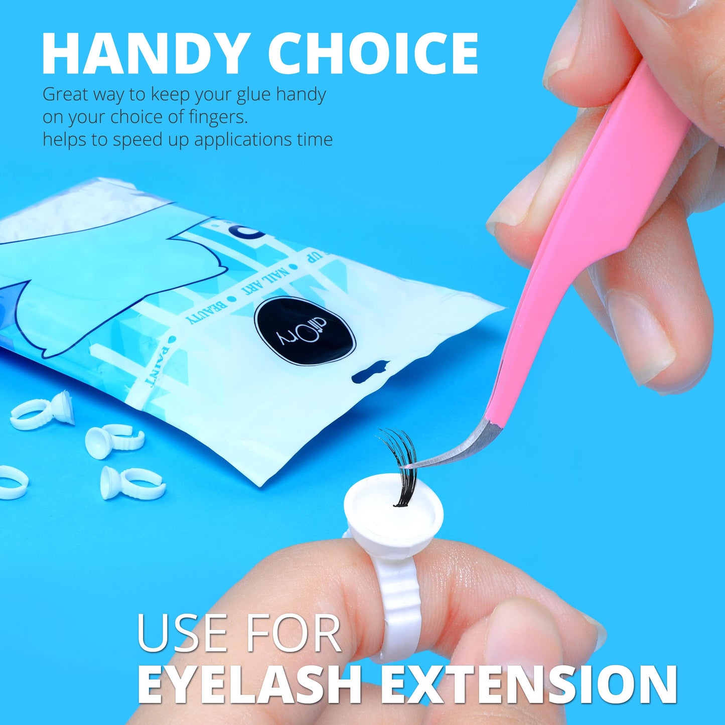 300PCS AliOry Glue Rings for Eyelash Extensions Disposable Rings for Lashes Lovely Shape Lash Fan Blossom Glue Cups Lash Extension Supplies Supplies