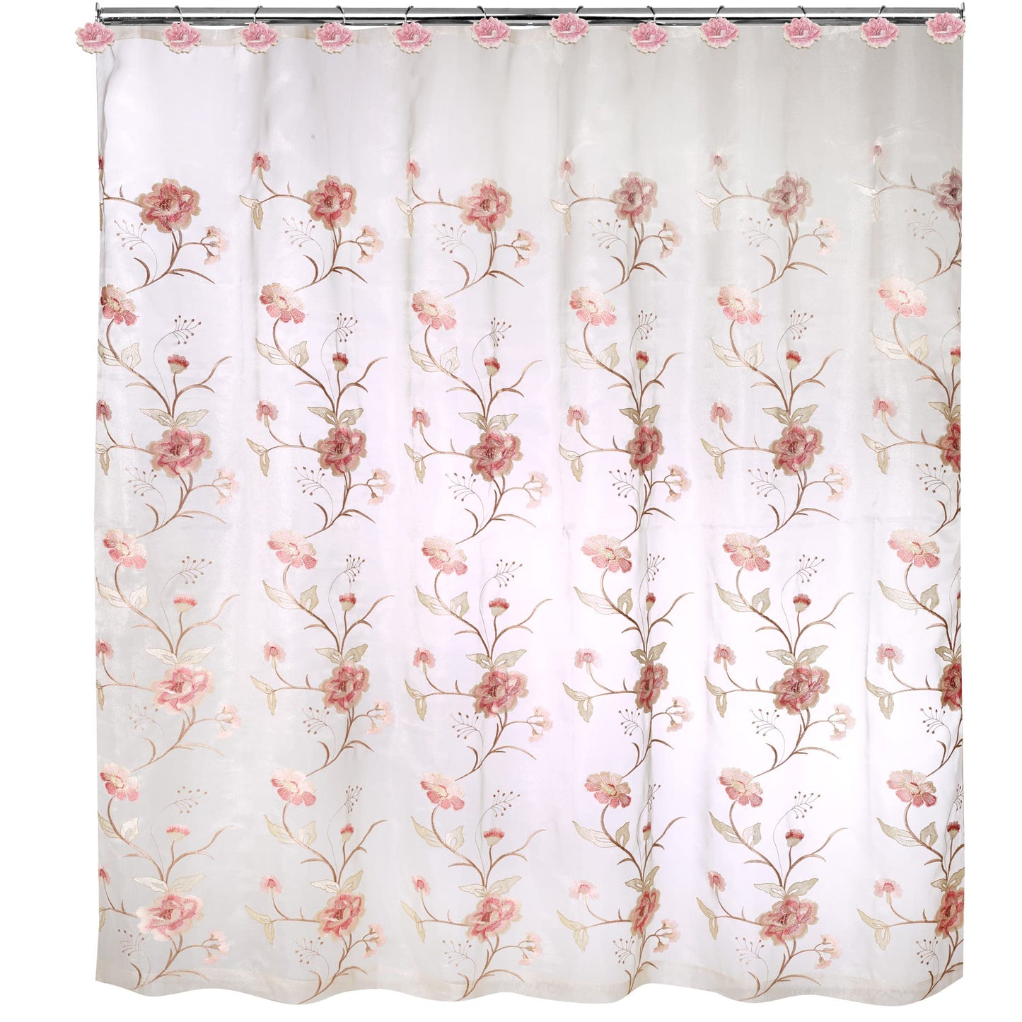 Popular Bath Dublin Rose Collection Shower Curtain Beige