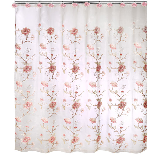 Popular Bath Dublin Rose Collection Shower Curtain Beige