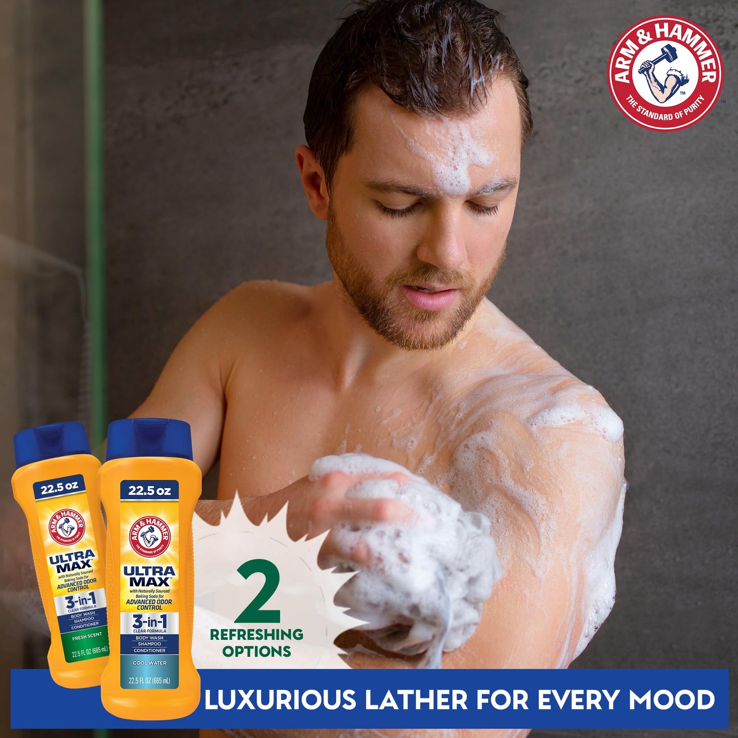 Arm & Hammer Essentials Mens Body Wash - Ultra Max 3-in-1 Cool Water 22.5oz - Mens Shampoo Conditioner Body Wash Beauty & Personal Care Arm & Hammer