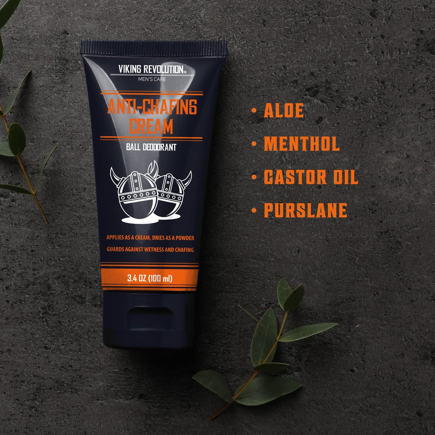 Viking Revolution Balls Deodorant With Aloe Vera and Purslane - Groin and Crotch Anti-Chafing Cream for Men - Quick Drying, Talc-Free Ball Cream 3.4oz