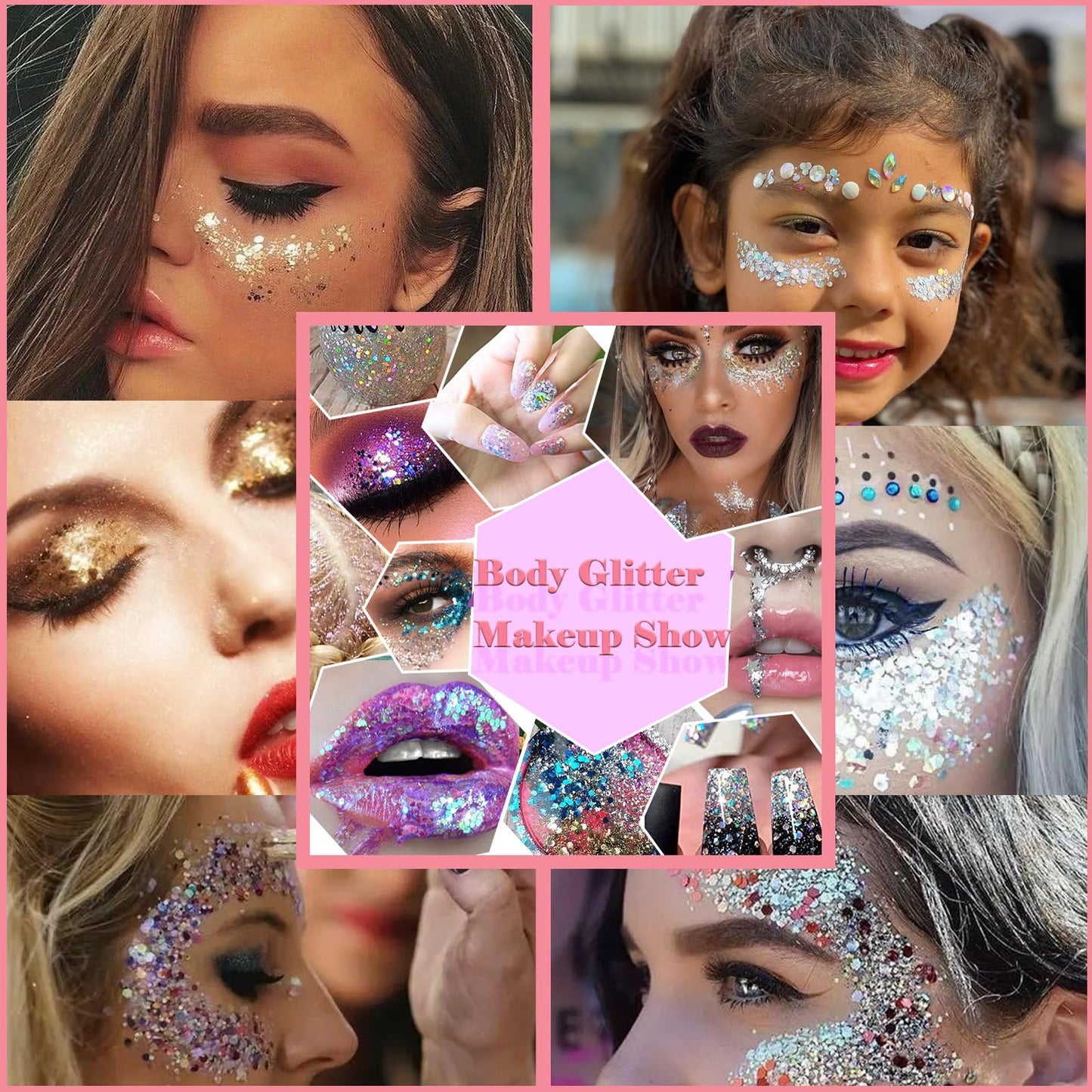Body Glitter Face Glitter Gel: Singer Concerts Disco Festival Rave Accessories Face Glitter Makeup 150ml Chunky Sequins Mermaid Face Body Hair Glitter