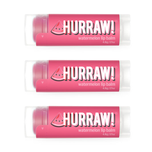 Hurraw! Watermelon Lip Balm, 3 Pack: Organic, Certified Vegan, Cruelty and Gluten Free. Non-GMO, 100% Natural Ingredients. Bee, Shea, Soy and Palm Beauty and Personal Care HURRAW!