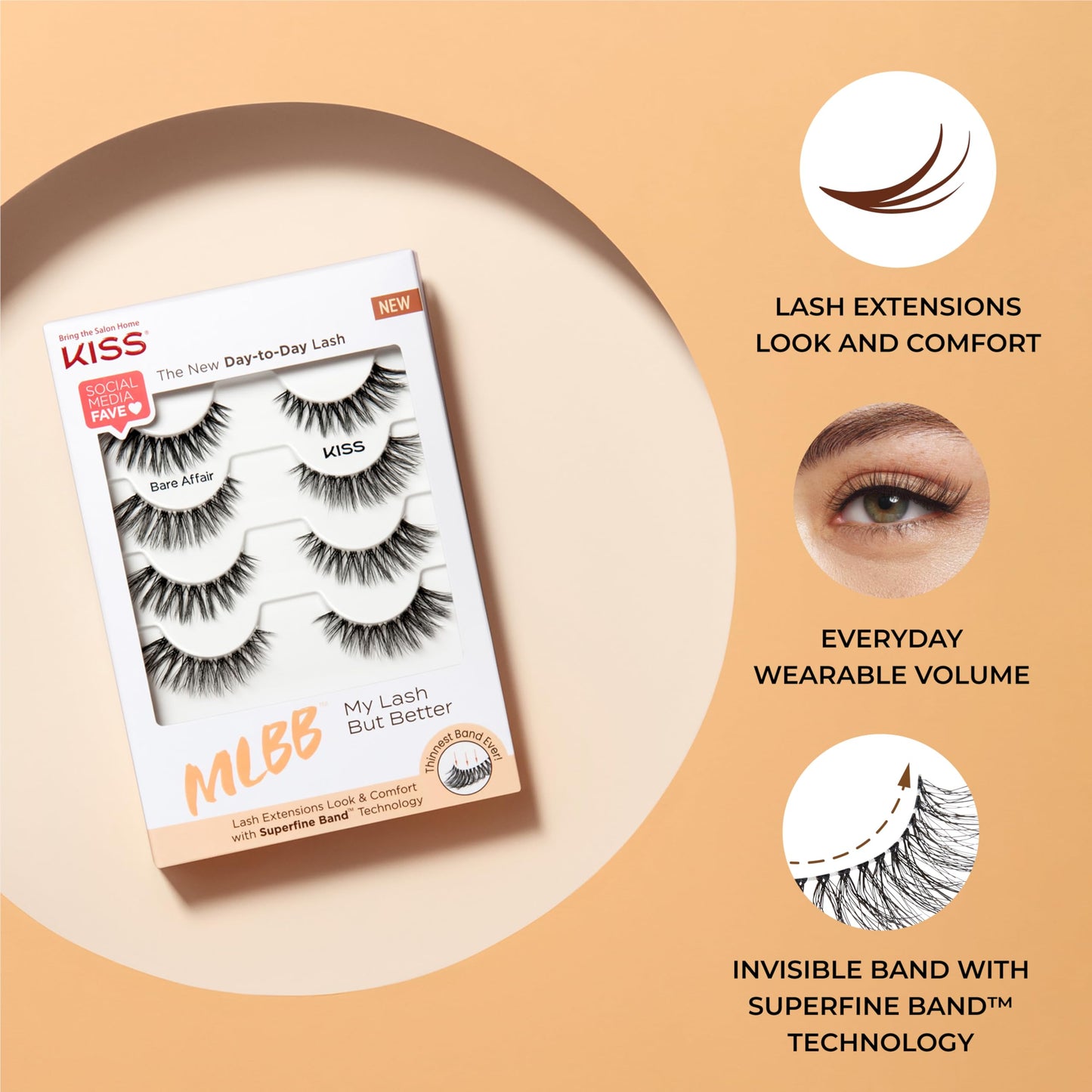 KISS MLBB My Lash But Better False Eyelashes, Everyday Wearable Volume with Superfine Band Technology, Easy To Apply, Reusable, Cruelty-Free, Contact…