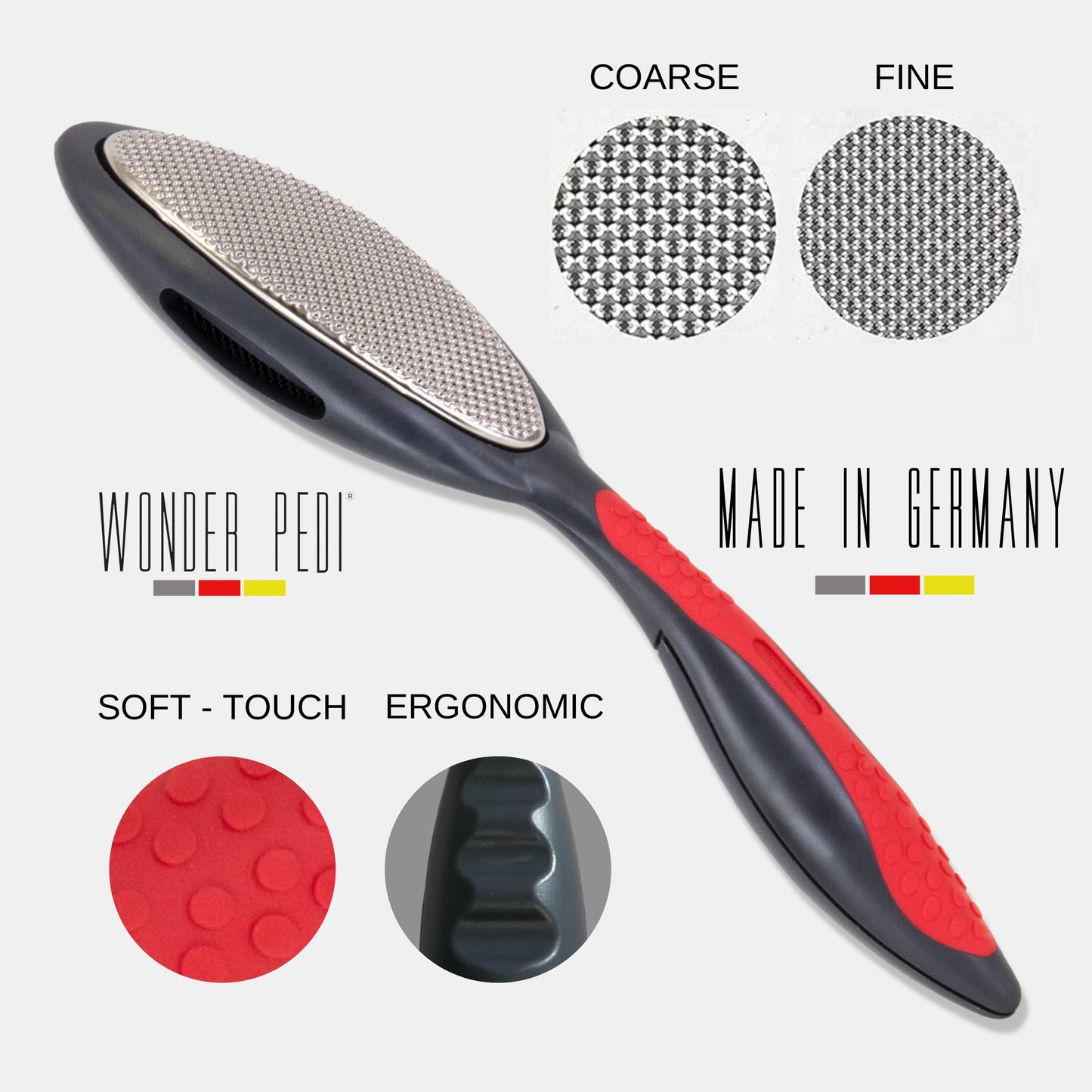 Made in Germany Double Sided Metal Foot File - Stainless Steel Feet Callus Remover - Feet Scrubber Dead Skin - Heel Scraper Cracked Heels Repair