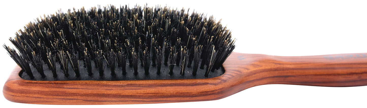 Spornette Deville Cushion Paddle Brush, Boar Bristle Hair Brush with Wooden Handle - For Straightening, Smoothing, Detangling, Styling & Brush Outs