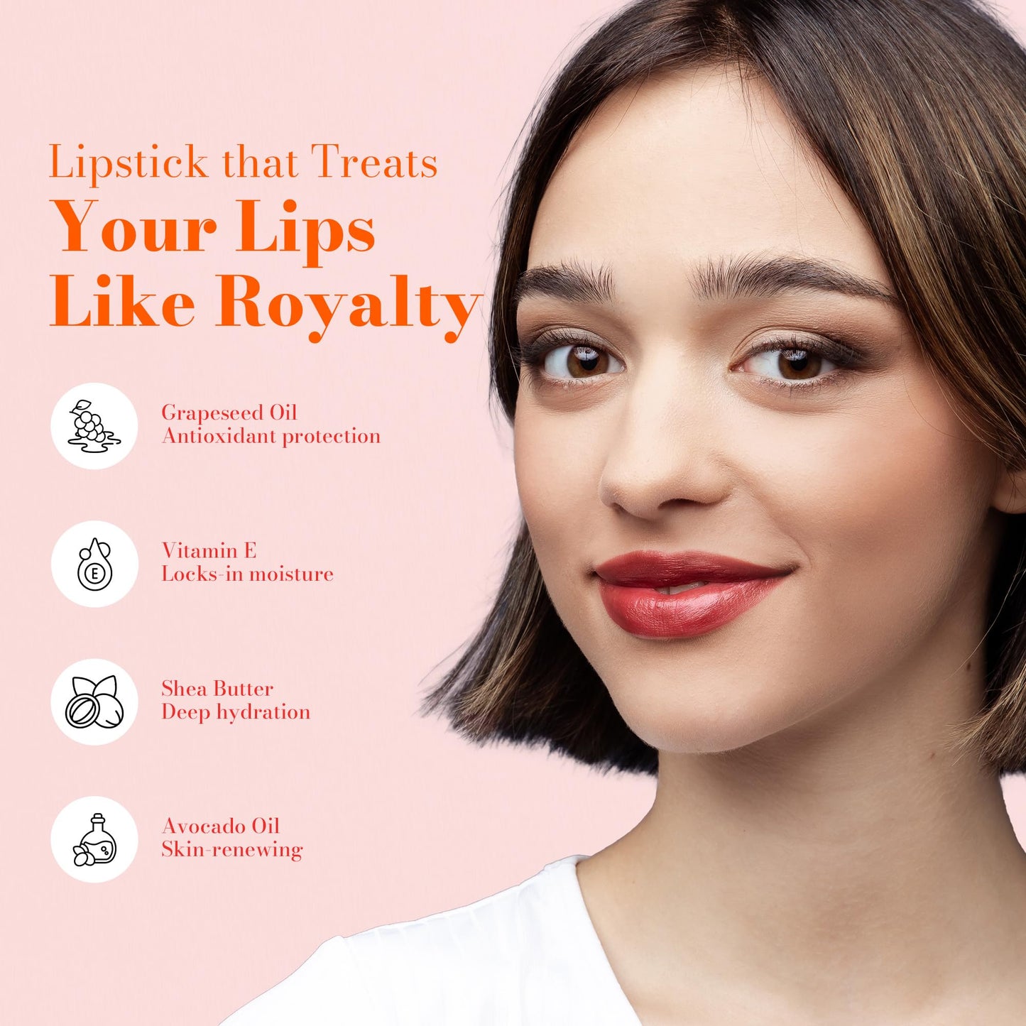 Juwel Cosmetics Frosted Finish Lipstick, Long Wear Moisture-Rich Shades with Natural Minerals, Matte Lipstick Contains Shea Butter, Grapeseed &
