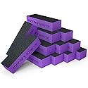 Morary 12-Pack Nail Buffers for Acrylic Nails, 60/60/100 Grit, 3 Sided (Purple Black)