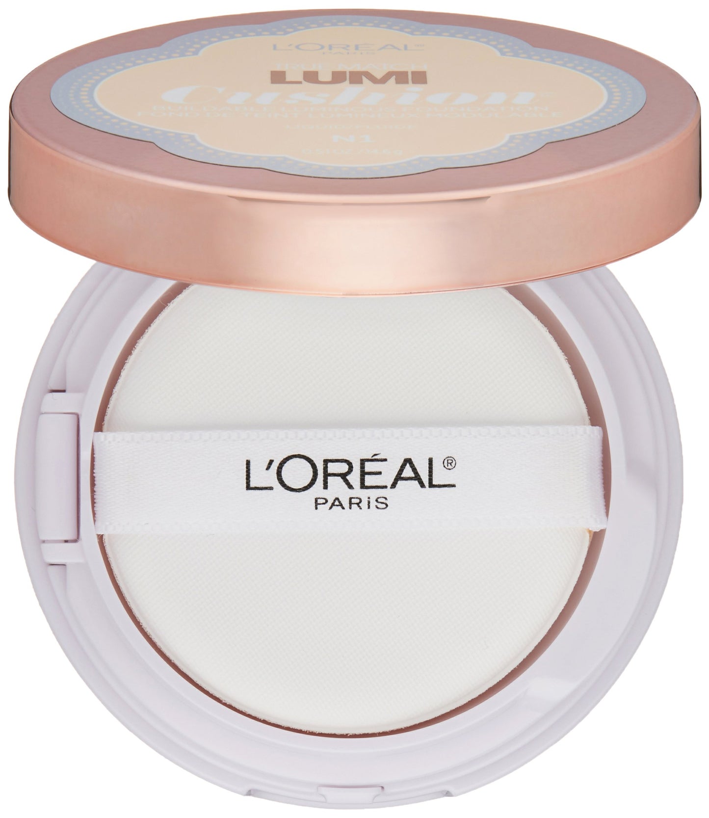 L'Oréal Paris True Match Lumi Cushion Foundation, N1 Soft Ivory, 0.51 oz.