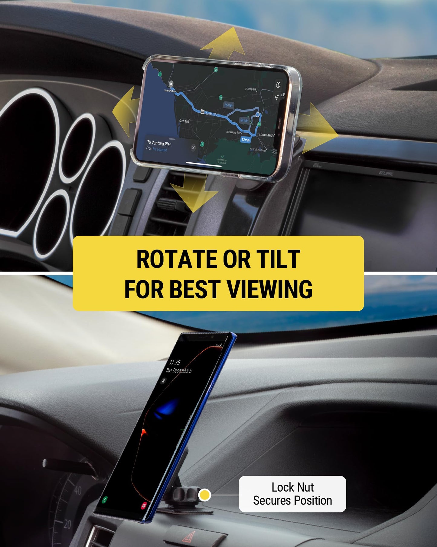 Scosche MAGDMB MagicMount Magnetic Phone Mount for Car, Dashboard Cell Phone Holder with 360° Adjustable Magnet Head, Universal Phone Stand for Car…