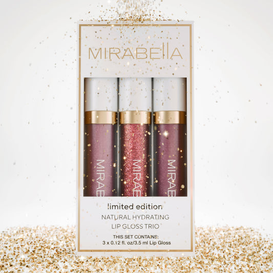 Mirabella 3 Pack Lip Gloss Trio - Highly Pigmented Shimmer Lip Gloss Non Sticky with Hydrating Medical Grade Lanolin for Chapped Lips, Lip Gloss for Beauty & Personal Care Mirabella