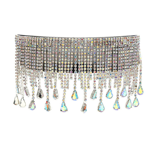 COTIA Oversized Goggles Sunglasses Women Luxury Fsahion Tassel Crystal Diamond Sun Glasses Mask Steampunk Eye Protection Glasses (black)