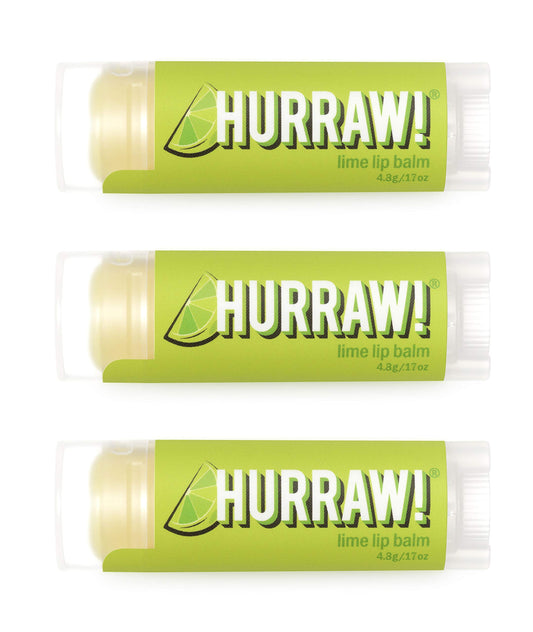 Hurraw! Lime Lip Balm, 3 Pack: Organic, Certified Vegan, Cruelty and Gluten Free. Non-GMO, 100% Natural Ingredients. Bee, Shea, Soy and Palm Free.