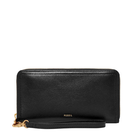 Fossil Logan Zip Around Clutch Wallet, Black