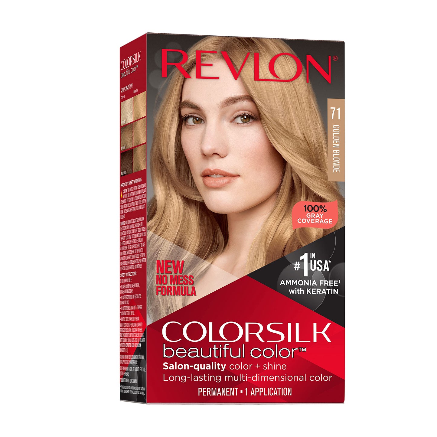 Revlon Colorsilk Beautiful Color Permanent Hair Color, Long-Lasting High-Definition Color, Shine & Silky Softness with 100% Gray Coverage, Ammonia