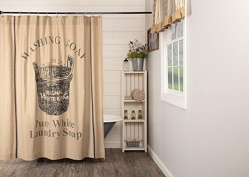VHC Brands Valley Farms Farmhouse Wooden Soap Tub Shower 72" x 72"