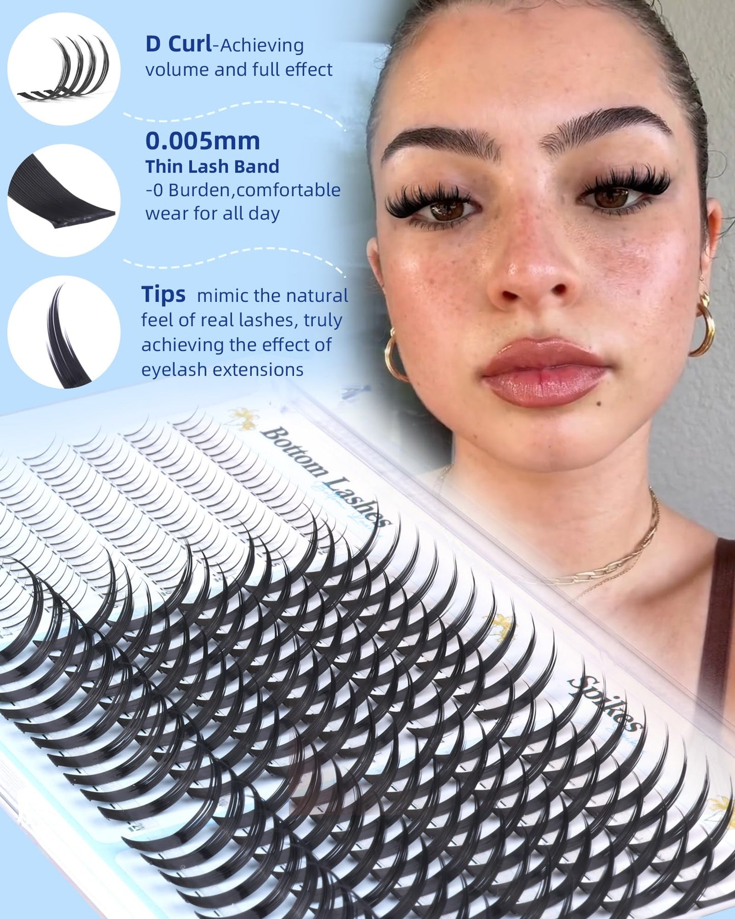 Lash Clusters with Spikes 15-21MM Wispy Lash Spikes with Bottom Lashes 280PCS D Curl Eyelash Clusters 0.005mm Thin Band Individual Lashes DIY Mega Beauty and Personal Care Boahankuke